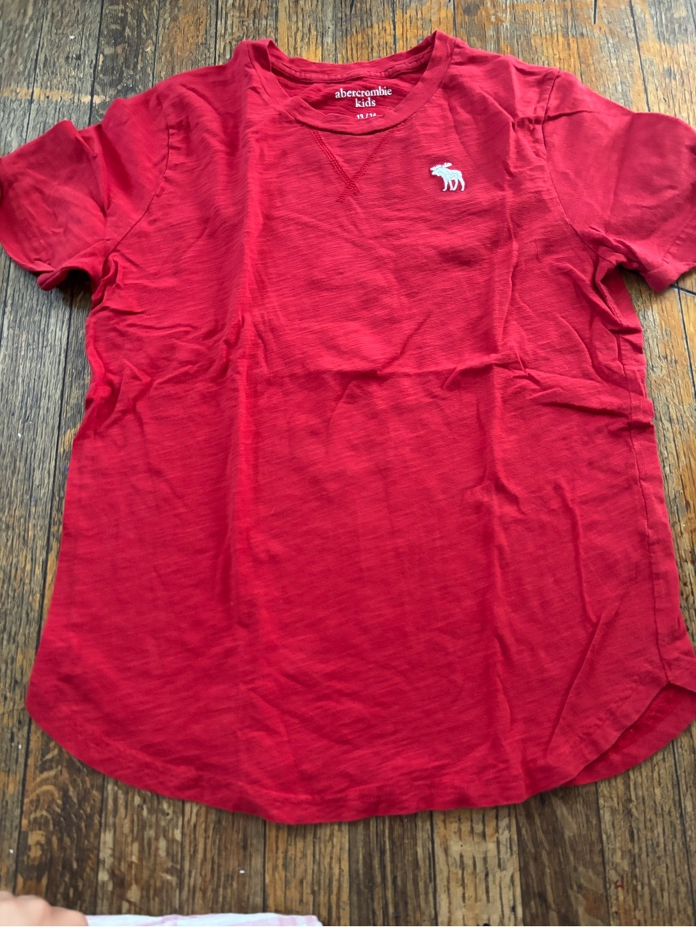 abercrombie kids bright red short sleeve tee with logo
